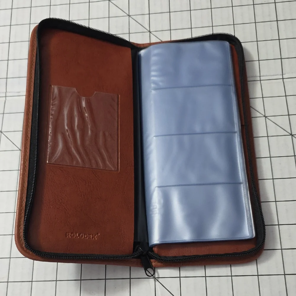 Black and Brown Rolodex Business Card Wallet / Zip Up Binder, NWOT
